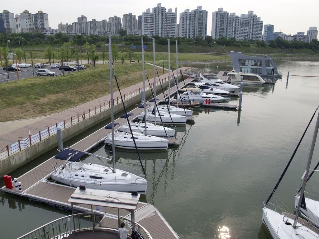 Seoul Marina. Small, but right in the middle of a city of 10m people. photo copyright Guy Nowell http://www.guynowell.com taken at  and featuring the  class