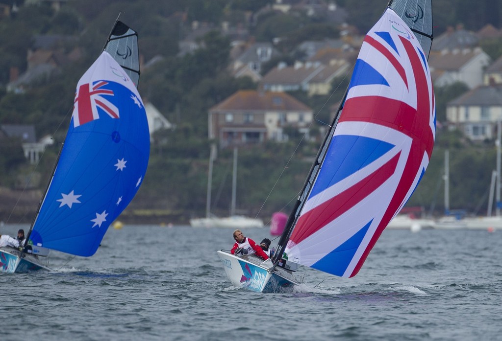 Alexandra Rickham and Niki Birrell (GBR), competing in the Two-Person Keelboat (Skud) event in The London 2012 Paralympic Sailing Competition.  © onEdition http://www.onEdition.com