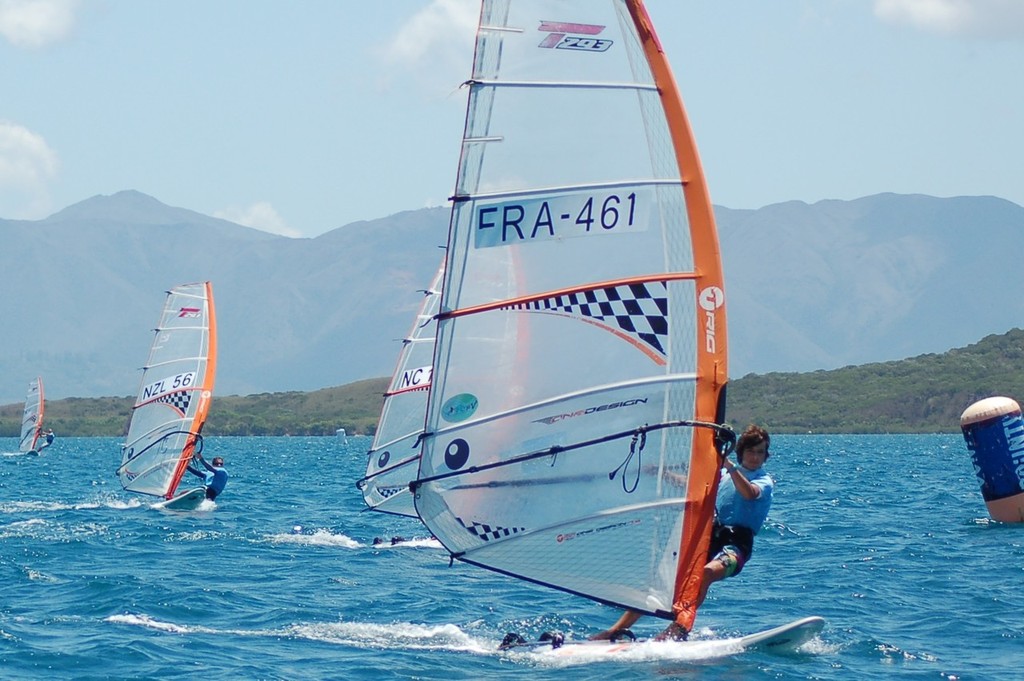 11 year old William Clough, NZL-56, turning in some competitive races. Chasing hard on the tails of 3rd and 4th photo copyright Brian Haybittle taken at  and featuring the  class
