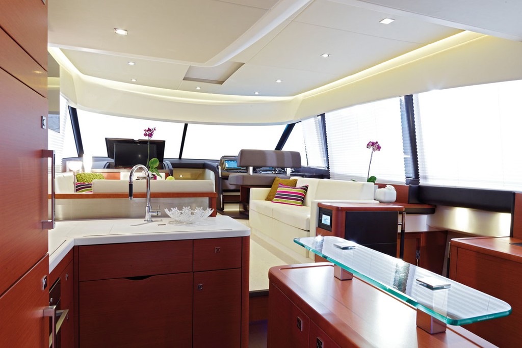 The immense living space spreading over one level photo copyright Prestige Motor Yachts taken at  and featuring the  class