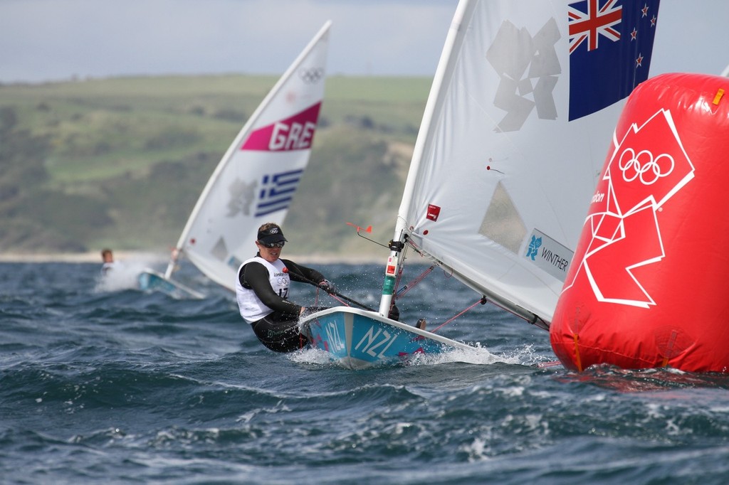 July 30, 2012 Weymouth, England - Womens Singlehander (Laser Radial) Sara Winther (NZL) photo copyright Richard Gladwell www.photosport.co.nz taken at  and featuring the  class