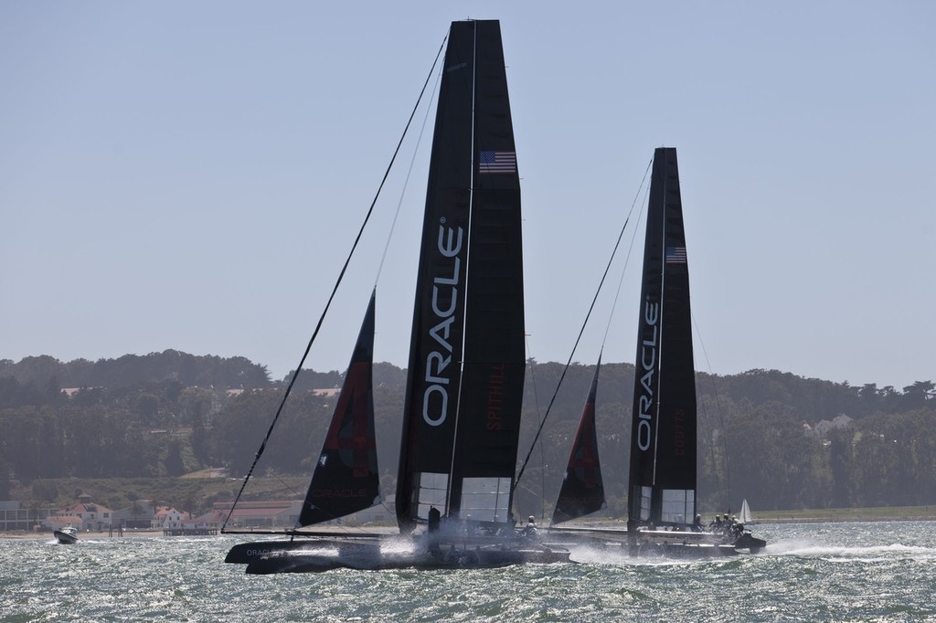 Oracle will be now conduct all of their two boat program in San Francisco Bay photo copyright ACEA - Photo Gilles Martin-Raget http://photo.americascup.com/ taken at  and featuring the  class