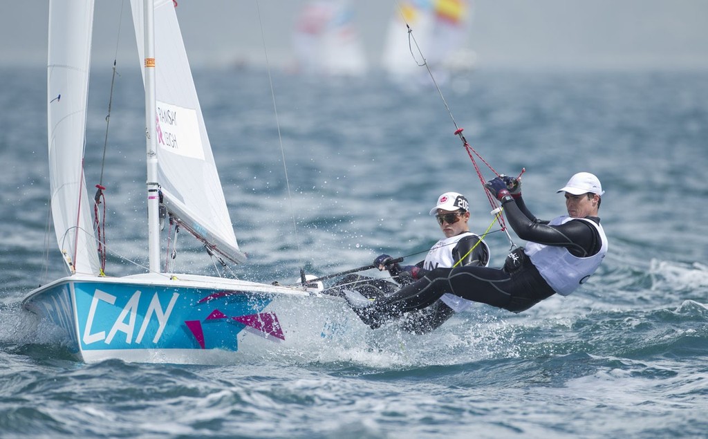 Luke Ramsay and Mike Leigh (CAN) competing in the Men’s Two Person Dinghy (470) event in The London 2012 Olympic Sailing Competition. © onEdition http://www.onEdition.com