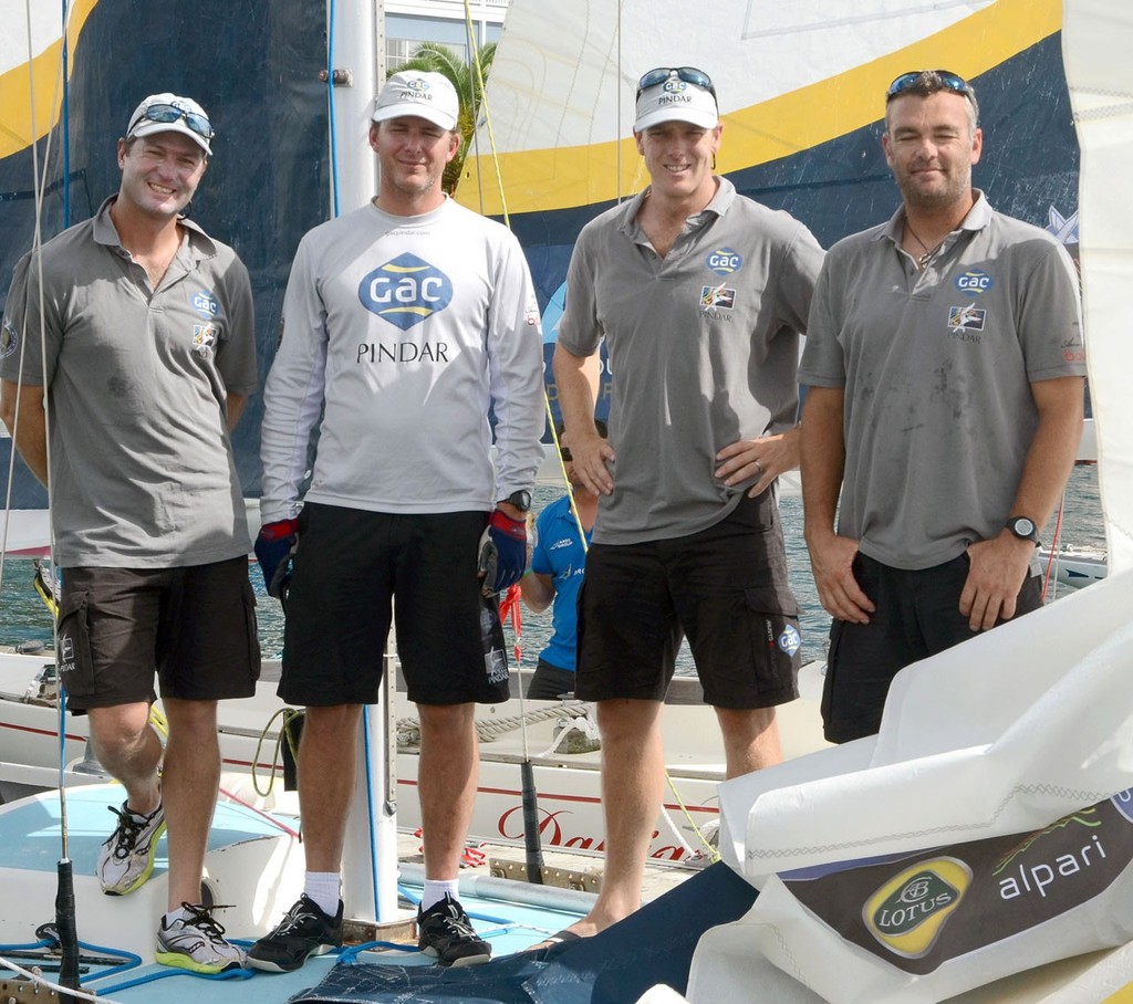 Team GAC Pindar including (L-R) Mal Parker, Bill Hardesty, skipper Ian Williams, and Gerry Mitchell is currently tops on the Tour. Williams is the top seed in the Argo Group Gold Cup 2012 with racing Oct. 2-7 in Hamilton, Bermuda. Stage 7 of the Alpari World Match Racing Tour.©Talbot Wilson - 2012 Argo Group Gold Cup photo copyright  Talbot Wilson / Argo Group Gold Cup http://www.argogroupgoldcup.com/ taken at  and featuring the  class