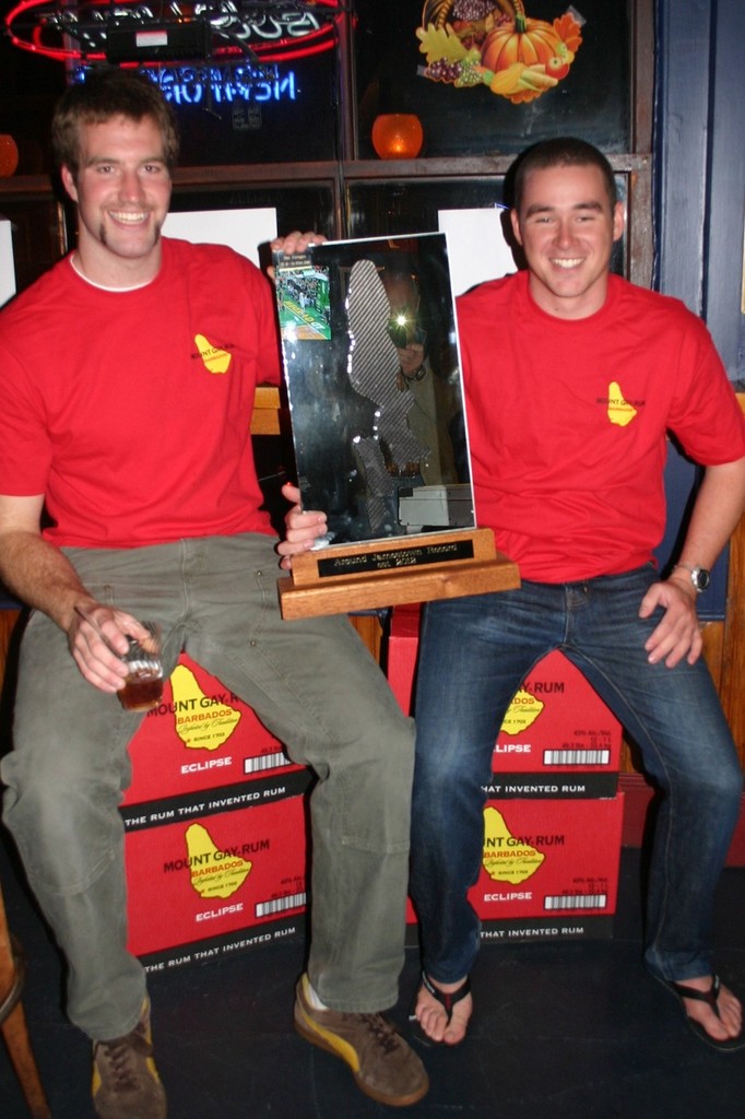 Dan And Max with the Around Jamestown Record Trophy. - Around Jamestown Record photo copyright Hugh Piggin taken at  and featuring the  class
