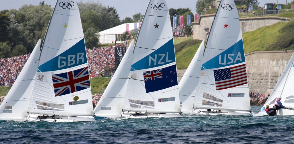 Stars sail past the Nothe - Weymouth 2012 Olympic Regatta photo copyright Richard Gladwell www.photosport.co.nz taken at  and featuring the  class
