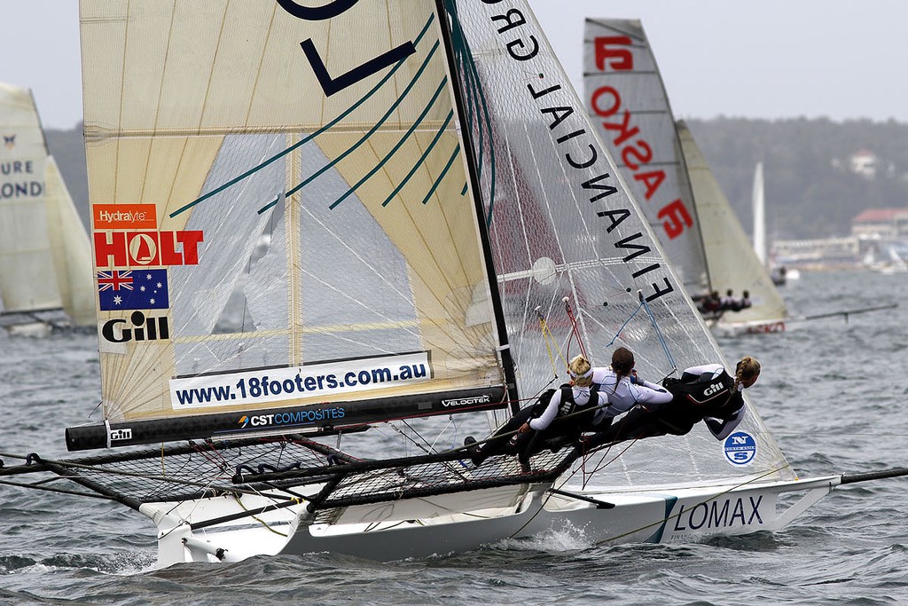 Lomax Financial Group will have to wait another day for racing after the 18ft Skiff Queen of the Harbour was cancelled on Sunday due to strong winds. photo copyright Frank Quealey /Australian 18 Footers League http://www.18footers.com.au taken at  and featuring the  class
