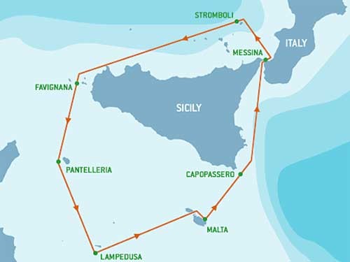 Rolex Middle Sea Race - The Route © Yellowbrick Tracking