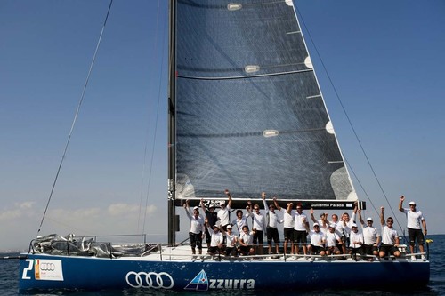 Azzurra celebrate their win in the  Audi Valencia Cup of 52 Superseries on September 21, 2012 at Marina Real  © Xaume Oller/52 Super Series http://www.52superseries.com