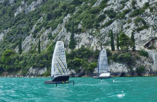 Josh McKnight training on Lake Garda Photo: Andrew Lechte - Zhik Nautica 2012 Moth Worlds © Andrew Lechte