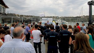 80 guests assemble on the slipway of the new Ryan Short Marine Services at Ferguson's Marina. photo copyright Martin Thompson taken at  and featuring the  class