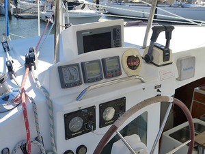 Helm station of a Lagoon 38 that was recently auctioned. photo copyright Marine Auctions taken at  and featuring the  class