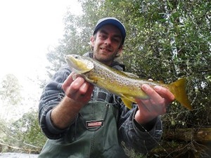 One of the team winners with his brown trout. photo copyright Carl Hyland taken at  and featuring the  class