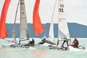 Chris Way and Rod Waterhouse at F18 Worlds 2011, Hungary Sail Number 392 - GLOBALTECH 2012 Formula 18 Catamaran World Championship photo copyright Andrea Mag http://www.hunsail.hu/homepage taken at  and featuring the  class