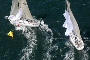Ken Colburn's APPARITION and James Madden's STARK RAVING MAD VI in the Swan 42 Class  - NYYC Race Week photo copyright  Rolex/Daniel Forster http://www.regattanews.com taken at  and featuring the  class