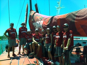 The delivery crew for Camper with Emirates Team New Zealand arrives in to Palma, Spain, after the end of the Volvo Ocean Race 2011-12. photo copyright Camper taken at  and featuring the  class