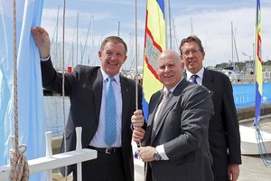The Hon. Hugh Delahunty, Minister for Sport and Recreation with City of Greater Geelong Mayor John Mitchell and RGYC Commodore Andrew Neilson - Festival of Sails 2013 Launch, Royal Geelong Yacht Club photo copyright Teri Dodds http://www.teridodds.com taken at  and featuring the  class