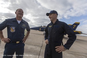 James Spithill gets some advice before his flight with the Blue Angels photo copyright Guilain Grenier Oracle Team USA http://www.oracleteamusamedia.com/ taken at  and featuring the  class