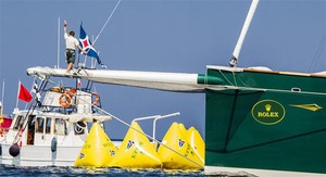 HETAIROS (CAY), tests the line before the start gun - 2012 Maxi Yacht Rolex Cup photo copyright  Rolex / Carlo Borlenghi http://www.carloborlenghi.net taken at  and featuring the  class