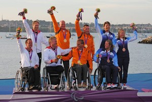 Sonar medalists - Day 5 of the 2012 Paralympics at Portland photo copyright David Staley - IFDS  taken at  and featuring the  class