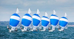  Part of the Boys 420 fleet at the ISAF Youth World Sailing Championships sponsored by Four Star Pizza on Dublin Bay, Ireland photo copyright David Branigan - Oceansport.ie taken at  and featuring the  class