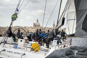 Last maneuvers onboard MED SPIRIT (RUS) before crossing the finish line - 2012 Rolex Middle Sea Race photo copyright  Rolex/ Kurt Arrigo http://www.regattanews.com taken at  and featuring the  class