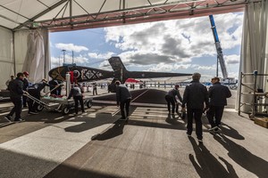 Launch of the new Luna Rossa AC72 wingsailed catamaran on Friday, Oct. 26, 2012, in Auckland, New Zealand. 
The Luna Rossa catamaran, skippered by Max Sirena, is the Italian Challenger to the 34th America's Cup that will be held in San Francisco in 2013.
(Photo: LUNA ROSSA / Carlo Borlenghi) - Luna Rossa 2012 launch in Auckland photo copyright Luna Rossa/Studio Borlenghi taken at  and featuring the  class