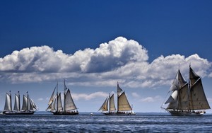 Maine Windjammers sailing together off Rockland in Maine - photo by Robert F. Bukaty photo copyright  SW taken at  and featuring the  class