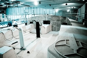 A mock up deck constructed from plywood being used by experts to position deck hardware on the new Volvo 65-feet one design at Multiplast, France. photo copyright Volvo Ocean Race http://www.volvooceanrace.com taken at  and featuring the  class