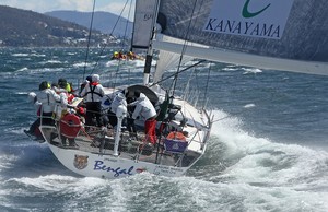 KLC Bengal 7 chasing down Ambersail - Rolex Sydney Hobart 2012 photo copyright Crosbie Lorimer http://www.crosbielorimer.com taken at  and featuring the  class