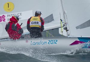 Luke Patience and Stuart Bithell (GBR) in the Men&rsquo;s Two Person Dinghy (470) event in The London 2012 Olympic Sailing Competition. photo copyright onEdition http://www.onEdition.com taken at  and featuring the  class