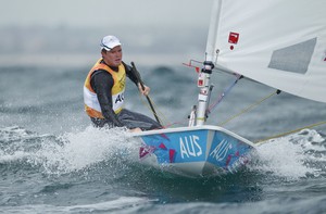 Tom Slingsby (AUS) competing in the Men's One Person Dinghy (Laser) event in The London 2012 Olympic Sailing Competition. photo copyright Craig Heydon taken at  and featuring the  class