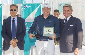 from left - Riccardo Bonadeo, YCCS Commodore, Igor Simcic, owner of ESIMIT EUROPA 2, Gian Riccardo Marini, General Director of Rolex SA - 2012 Maxi Yacht Rolex Cup photo copyright  Rolex / Carlo Borlenghi http://www.carloborlenghi.net taken at  and featuring the  class