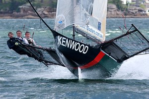 Kenwood at speed downwind photo copyright Frank Quealey /Australian 18 Footers League http://www.18footers.com.au taken at  and featuring the  class