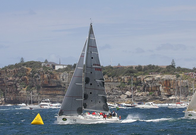 First to turn at the Southerly harbour mark was the Beneteau First 40 Brannew. - Rolex Sydney Hobart Yacht Race ©  John Curnow
