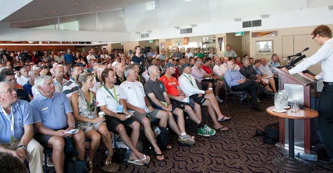 Attentive faces during the excellent explanation of the weather. - Rolex Sydney Hobart Yacht Race ©  Alex McKinnon Photography http://www.alexmckinnonphotography.com