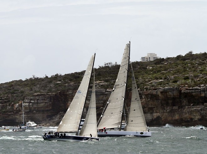 Blackjack and Lahana battle it out on the way to the Heads - Rolex Sydney to Hobart ©  Alex McKinnon Photography http://www.alexmckinnonphotography.com