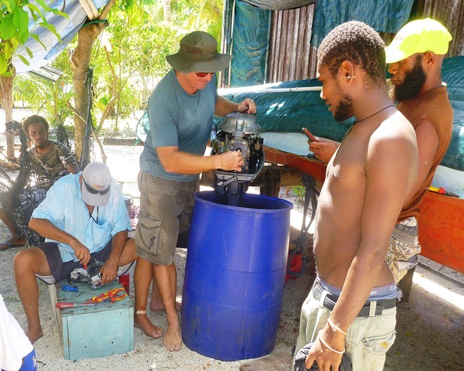 Many of the community outboards needed work - Volunteer story © OceanWatch