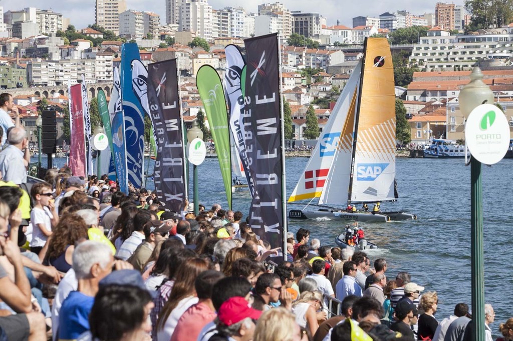 Crowds gather in the public race village to watch the action in Porto © Lloyd Images http://lloydimagesgallery.photoshelter.com/