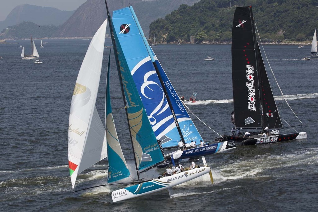 Flying hulls and close calls on Guanabara Bay in Rio de Janeiro  © Lloyd Images http://lloydimagesgallery.photoshelter.com/