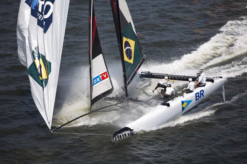Bow down for Team Brasil as they speed downwind during Act 8, Rio © Lloyd Images http://lloydimagesgallery.photoshelter.com/