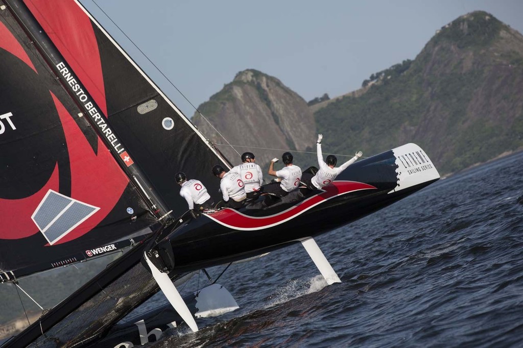 Alinghi's crew are on top form sailing the boat to the top of the leaderboard on day 1 in Rio - 2012 Extreme Sailing Series - Act 8 Rio photo copyright Lloyd Images http://lloydimagesgallery.photoshelter.com/ taken at  and featuring the  class