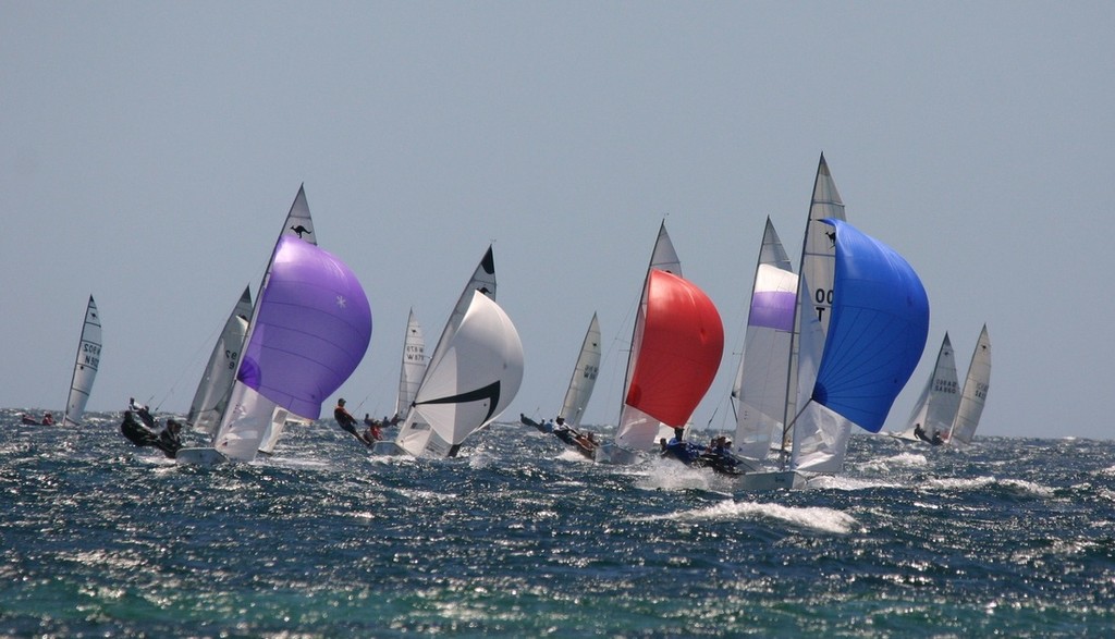 Sharpies flying with their spinnakers up - 70th Australian Sharpie Nationals photo copyright Harry Fisher taken at  and featuring the  class