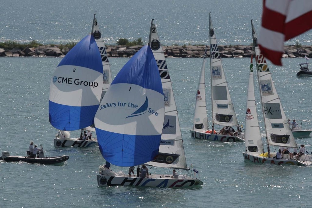 Sailing action at the Chicago Match Race Center © Isao Toyoma