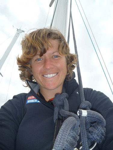 Lisa Blair up the mast during Clipper training © Clipper Ventures PLC . http://www.clipperroundtheworld.com