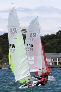Simple operation of the asymmetric spinnaker allows for running deep into the mark. - RS200 photo copyright  Alex McKinnon Photography http://www.alexmckinnonphotography.com taken at  and featuring the  class