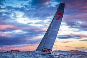 Wild Oats XI at Sunrise, Crossing Storm Bay Towards the Derwent River Entrance photo copyright ROLEX-Carlo Borlenghi taken at  and featuring the  class
