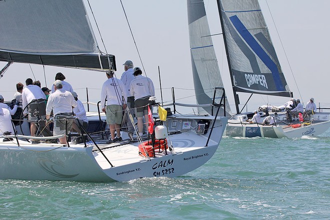 Calm to leeward of her newer sister, Calm 2. - TP52 Southern Cross Cup ©  John Curnow