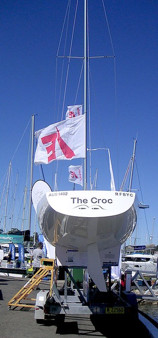 The Croc on display at Mooloolaba before even hitting the water. - Etchells National Championship © Phil Smidmore