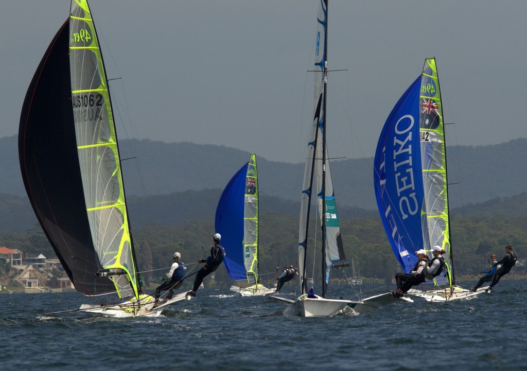 The Combined 49er/49erFX Fleet Handling The Light Breezes Day 2 - Zhik NSW and ACT 9er State Championships photo copyright David Price taken at  and featuring the  class